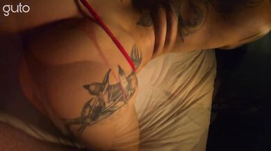 That tattooed slut takes this big cock in her ass until she’s stuffed with cum