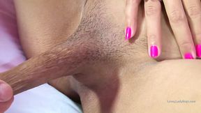 Cute ladyboy gets toyed before taking real cock