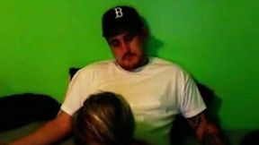 Lewd blond haired tanned sexy babe gave BJ after doggy pounding