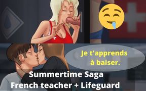 Two milfs in a day: gloryhole blowjob from blonde Pamela lifeguard and then French teacher seduces Boris in college after class