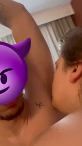 Licking white girl armpits while her real couple worships smelling