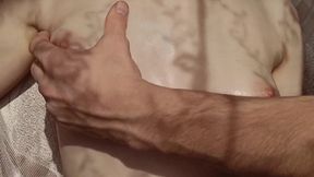 Massage of tender tits in the sun