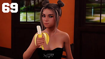 Being A DIK #69 - Beautiful Brunette With Messy Bun Eats A Banana In The Library