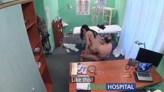 Doctor in uniform frees loveballs deep in pussy with Eva Ann