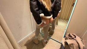 Shopping Day! German girl risky fucking and public blowjob in changing room with nike socks