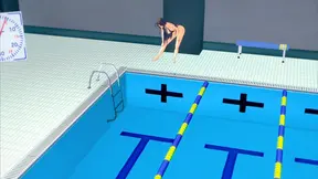 Hot anime teacher waits by the pool for a steamy fuck session