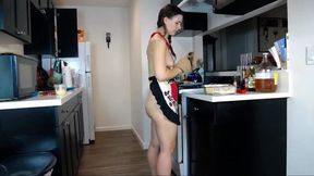 Sexy Maid Cooks a Meal