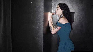 GloryholeSecrets - GOTH QUEEN Slurps On Dick After Dick When She Visits The Gloryhole