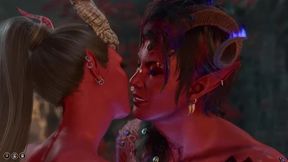 Tiefling and Karlach can eventually fumble each other (second romance sequence + dialogs)