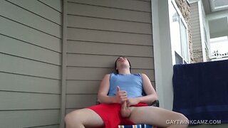 Amateur Twink Patio Jerk Off