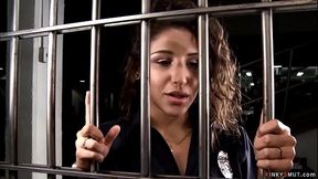 Lesbian guard anal fucks inmate