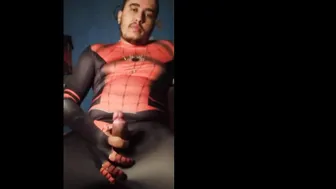 Spider-Man Cosplay Solo Handjob and Cumshot