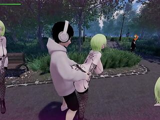[Manga Game][CG]Secrets of Exposure,Green Hair Punk Hotty having sex in the park