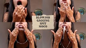 Blowjob, gagging, moco and saliva