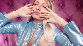 ASMR: latex gloves fetish and shiny clothes PVC coat - hot MILF Arya Grander teasing SFW Glaminatrix