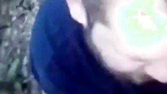 Older fat amateur gets outdoor blowjob from eager younger partner