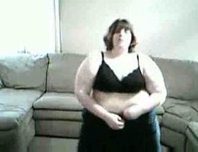 Extremely obese housewife dances on webcam for ten bucks