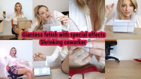 Strange package with shrinking device. By accident, I shrank my coworker and then swallowed him