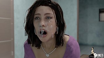 Busty woman is sucking Donnie's dick and expecting to get a cumshot after a wild fuck