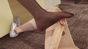 Captivating 3D Hentai Femdom Blonde with Blue Eyes Offers Footjob and Facesitting Fun