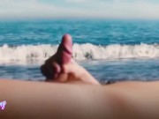 HANDJOB ON A PUBLIC BEACH. PUBLIC, EXHIBITIONISM