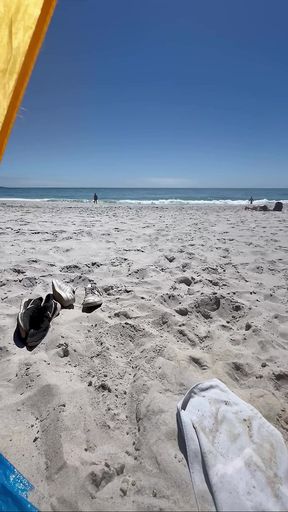 Teen boy gets boner at crowded nudist beach his girl touching it openly