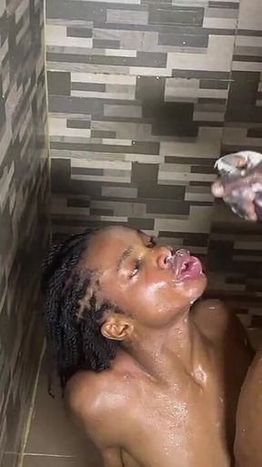 A Twink Boy Bathing with 2 Africa Black Big Crock Men