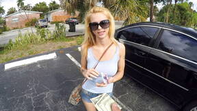 Public utility room quickie with big breasted blonde hot girl