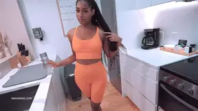 Little boyfriend Watching girlfriend While She Undress and Taking Shower - Addis Fouche WagaBang