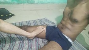 Foot massage and frotting my straight best friends black uncut dick