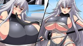 Shino's huge boobs grow as she dominates mad cow scientist