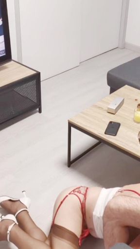 Must-see moment from "Clara sucks Mister A while he watches one of their own videos"