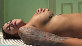 ”Swimming & beaver touching by Heidi”