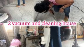 2 vacuum and cleaning house