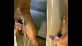 Huge Cum Shot on Mirror by Asian Gay Stud