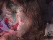 Sexy clown gives you head on Halloween night