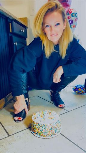 Barefoot Birthday Cake Crush Feet