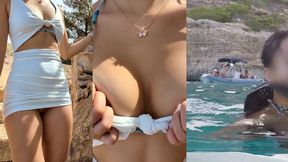 Asian teen fucked on public beach, creampied underwater