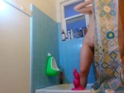 Laughing Slutty COCK TEASE shower Cellulite Booty Hairy Camgirl PAWG Bathtub Bathroom Bend Over