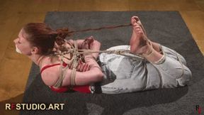 Emily - Tight Rope Hogtie for Barefoot Redheaded Beauty (FULL HD MP4)