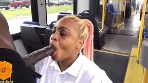 Big-titted Ebony College Babe Sucks Giant Black Cock on Public Bus!