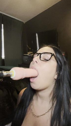 Sloppy BJ with Fucking Machine