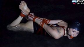 Swimwear Rope Bondage in Water: Hogtied & Gagged - AVI