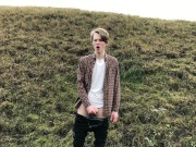 Horny BOY with HUGE DICK(23cm) Jerking OFF OUTDOOR IN THE COLD WEATHER