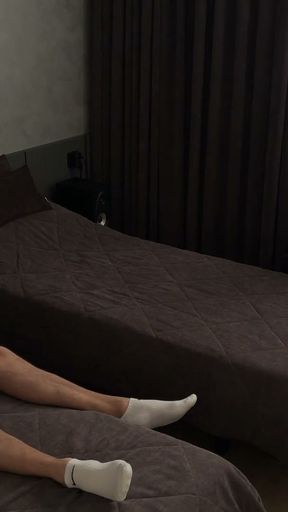 Guy jerks off dick while his friend is busy   Clip 1