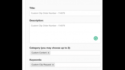 Custom Clip Order Number - 114079