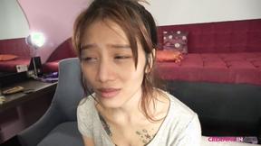”Asian Hottie Satisfied In Creampie Session”