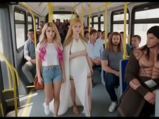 AI Generated Elf Princess Milked & Creampied in Public Bus Ride