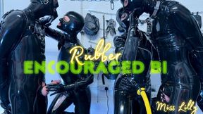 ENCOURAGED BI!!! Miss Lilly and Mistress AE turn the rubber gimps gay for their entertainment!