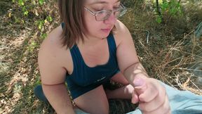 Chubby Glasses Girl Flashes Tits in an Abandoned House Then Overflows With Cum